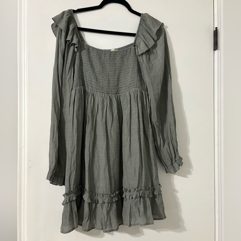 Altar’d State Green Ruffle Mini Dress